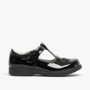 Boulevard Girls Touch Fasten T-Bar School Shoes Black Patent