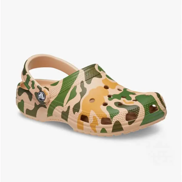 Crocs 206454-2Y6 CLASSIC PRINTED CAMO Mens Clogs Chai/Tan