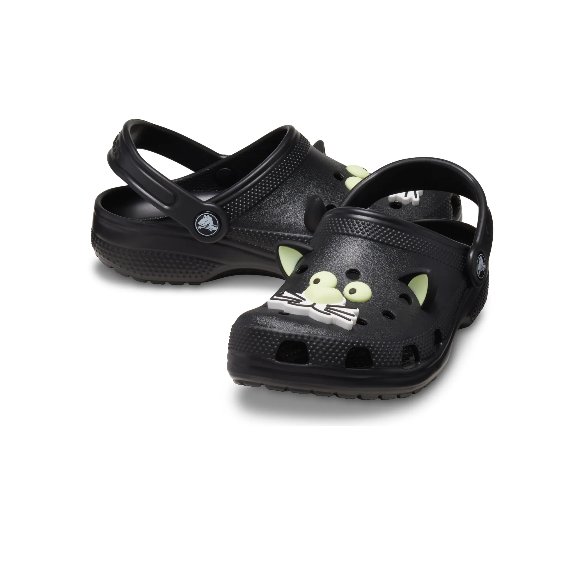 Crocs KIDS' CLASSIC GLOW BLACK CAT CLOG
