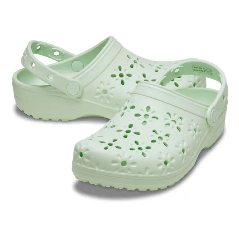 Crocs Womens Classic Floral Cut Out Clog