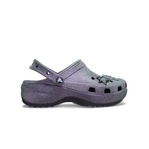 Crocs WOMEN'S  CLASSIC PLATFORM IRIDESCENT GLITTER CLOG