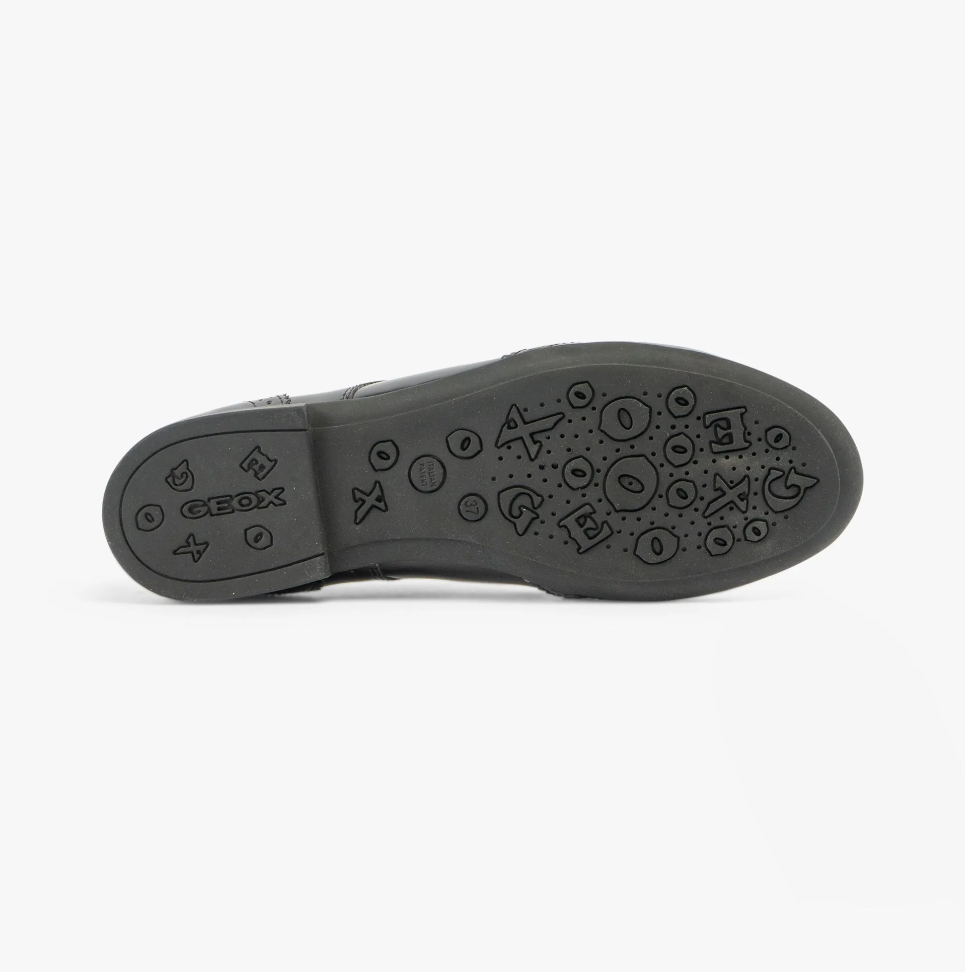 GEOX PLIE B Girls Lace Up School Shoes Patent Black
