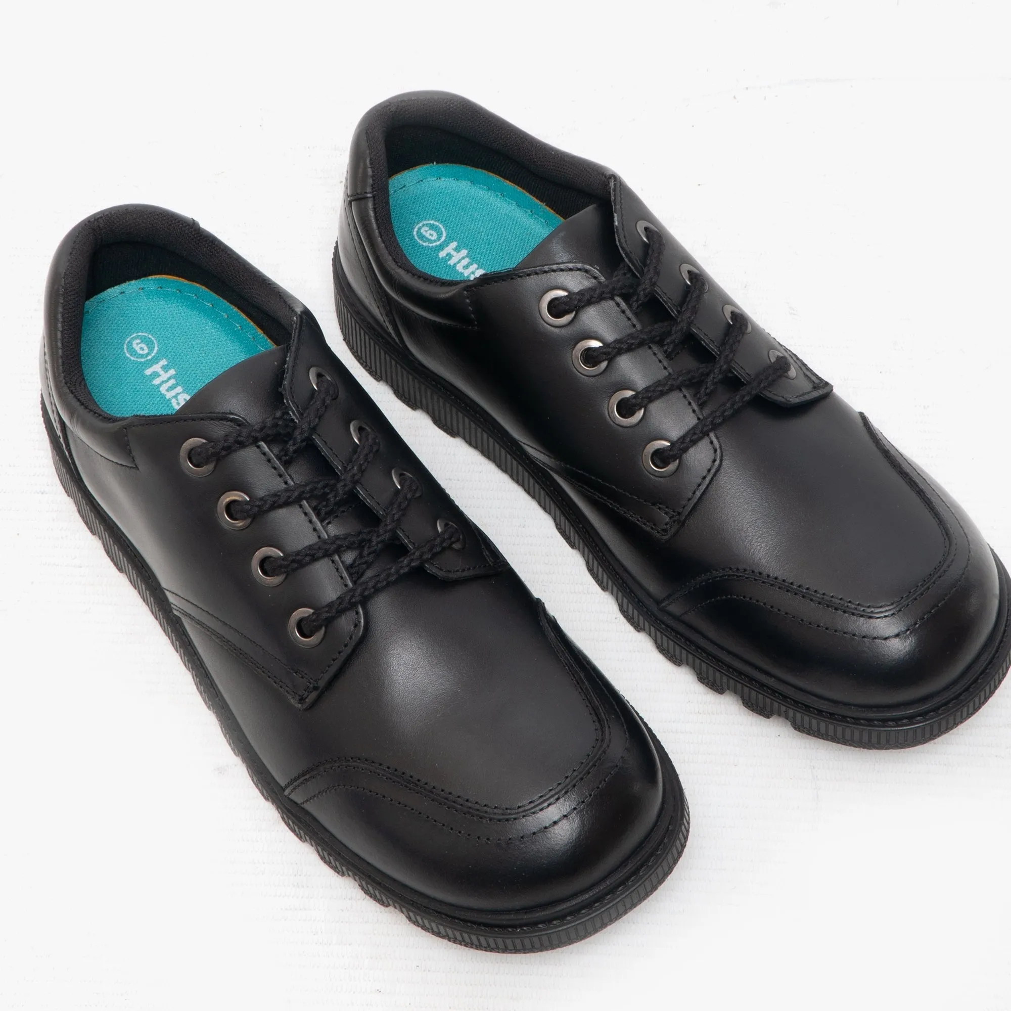 Hush Puppies KIERA JNR Girls Leather Lace Up Shoes Black
