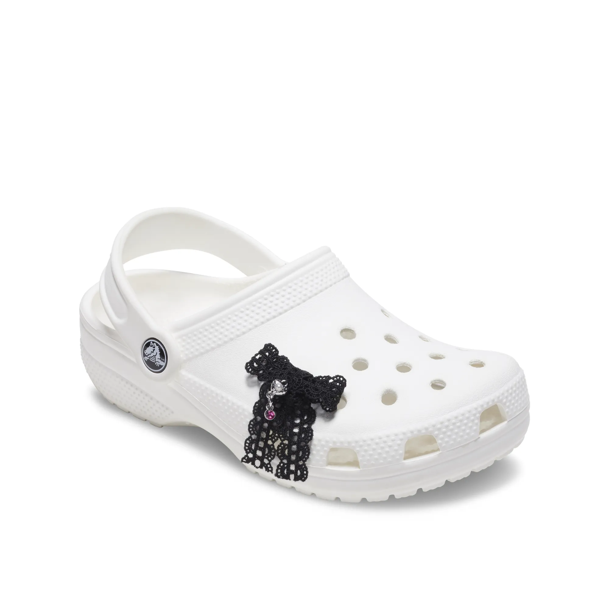 JIBBITZ™ BLACK LACE BOW WITH SILVER HEART Crocs