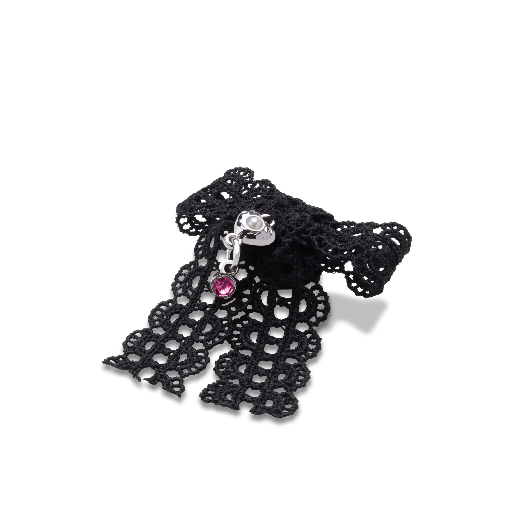 JIBBITZ™ BLACK LACE BOW WITH SILVER HEART Crocs