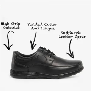 Mirak ADAM Boys Leather School Shoes Black