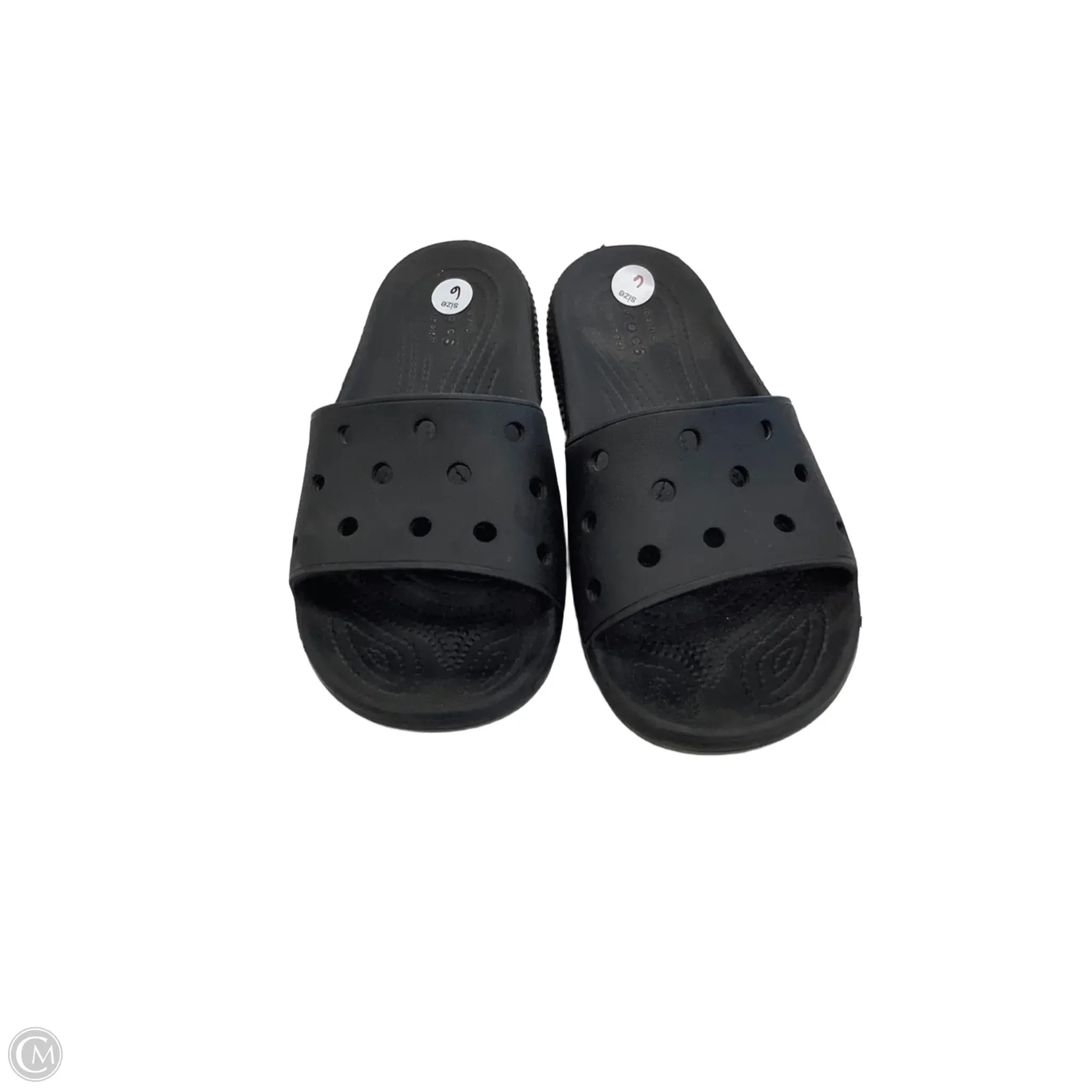 Sandals Flats By Crocs In Black, Size: 6