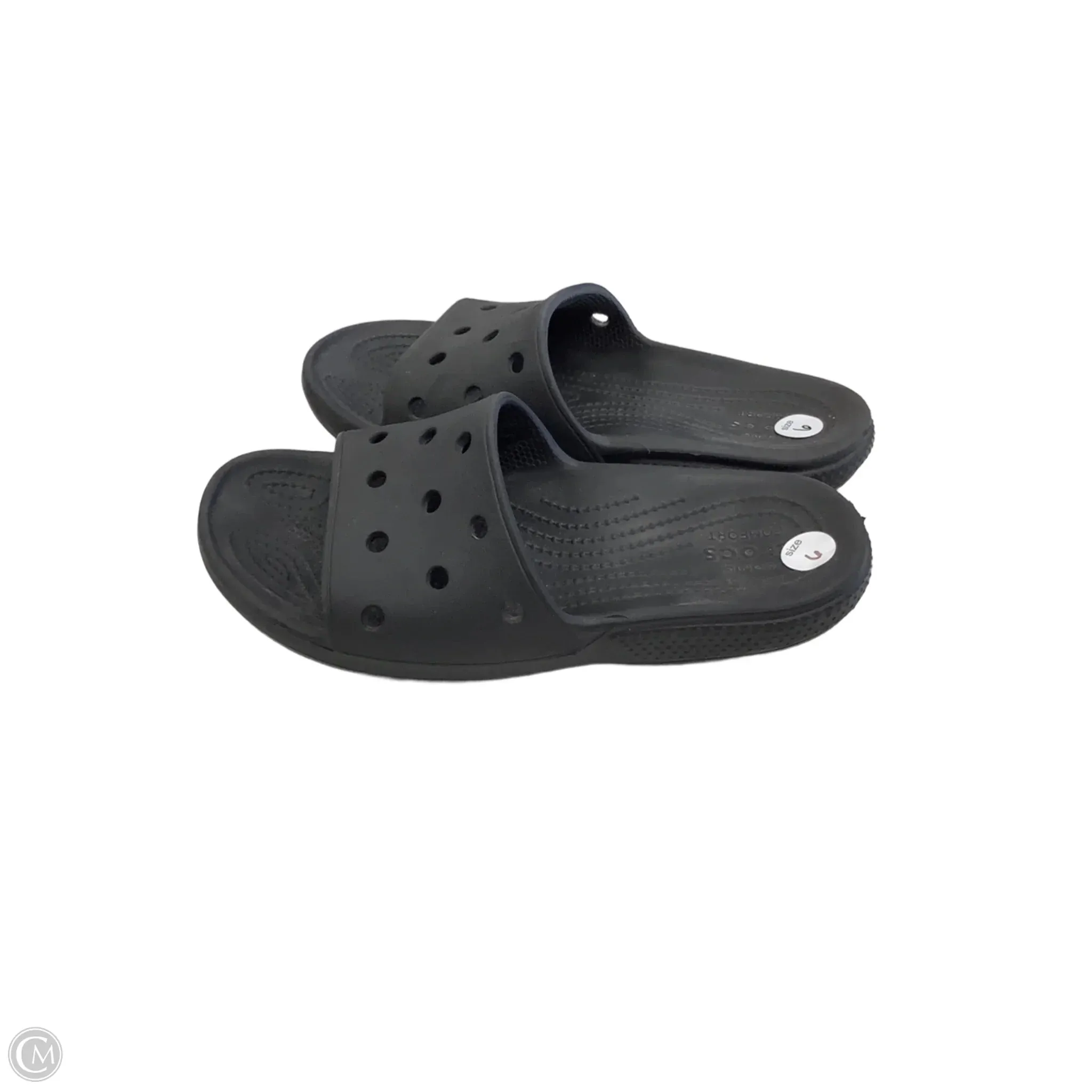 Sandals Flats By Crocs In Black, Size: 6