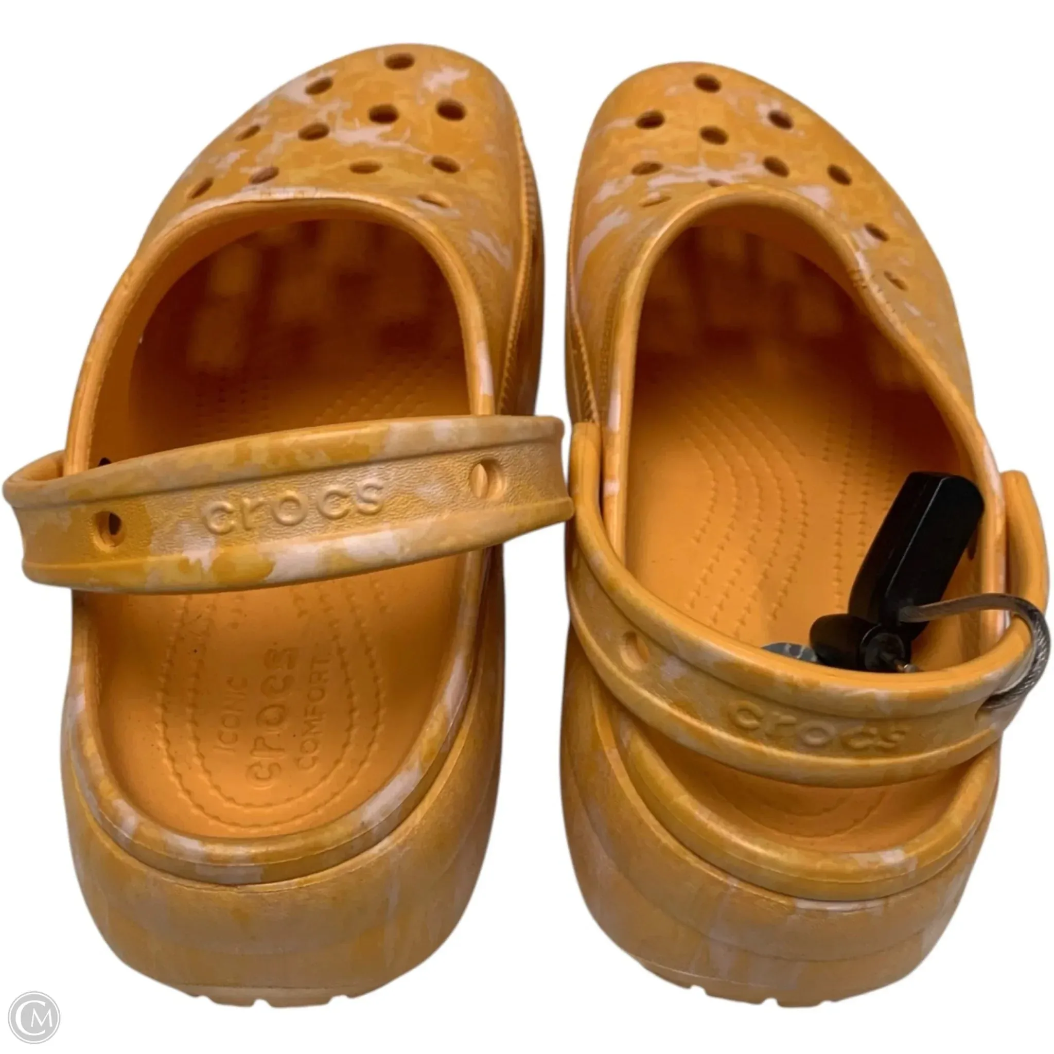 Sandals Flats By Crocs In Orange, Size: 7