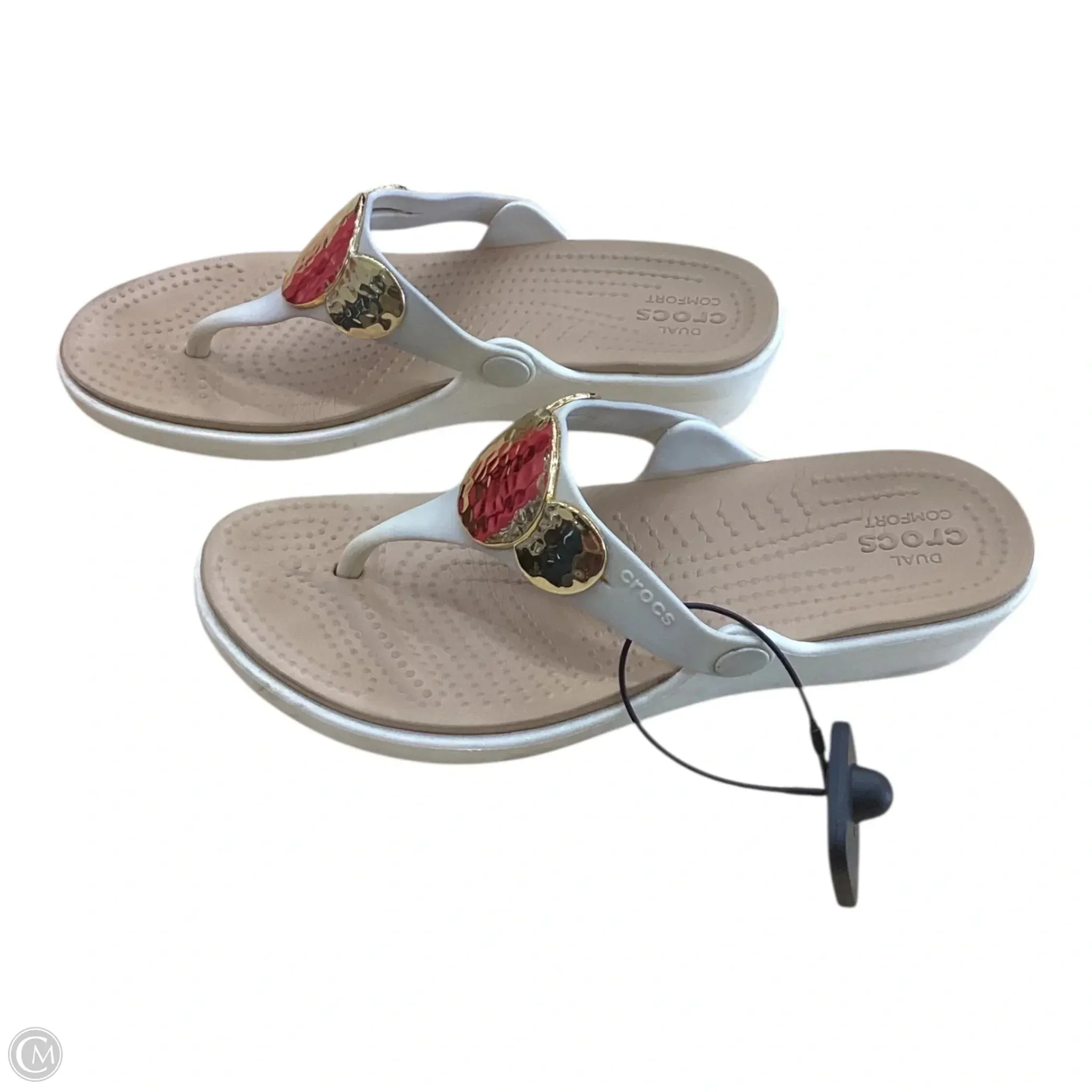 Sandals Flip Flops By Crocs In Cream, Size: 8