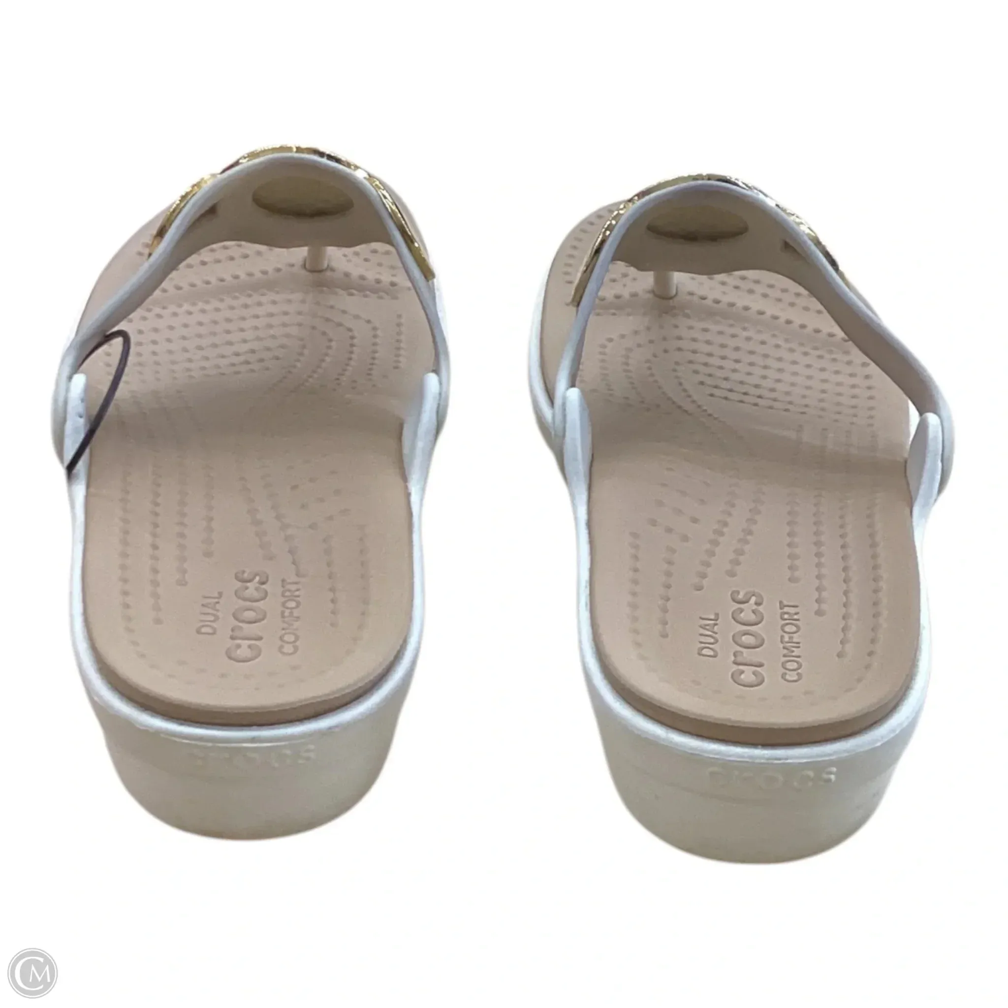 Sandals Flip Flops By Crocs In Cream, Size: 8