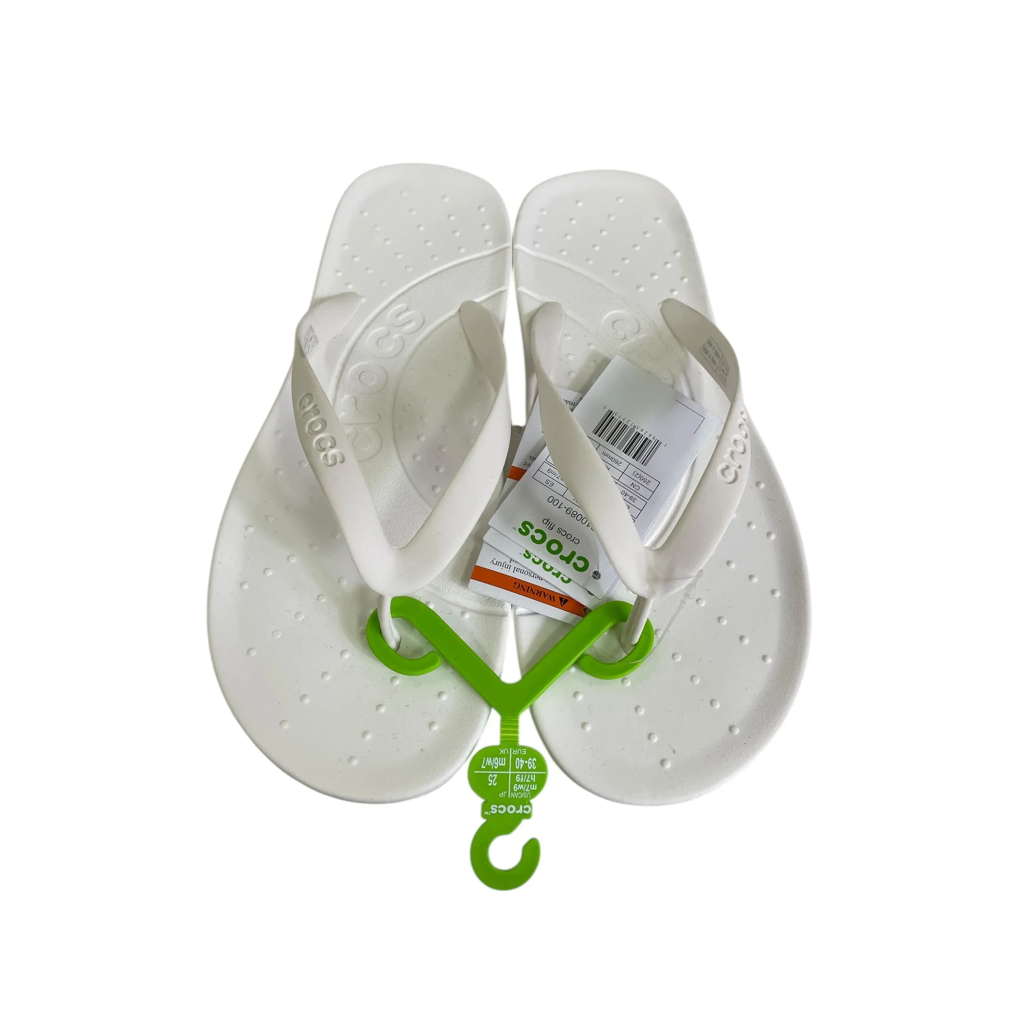 Sandals Flip Flops By Crocs In White, Size:9