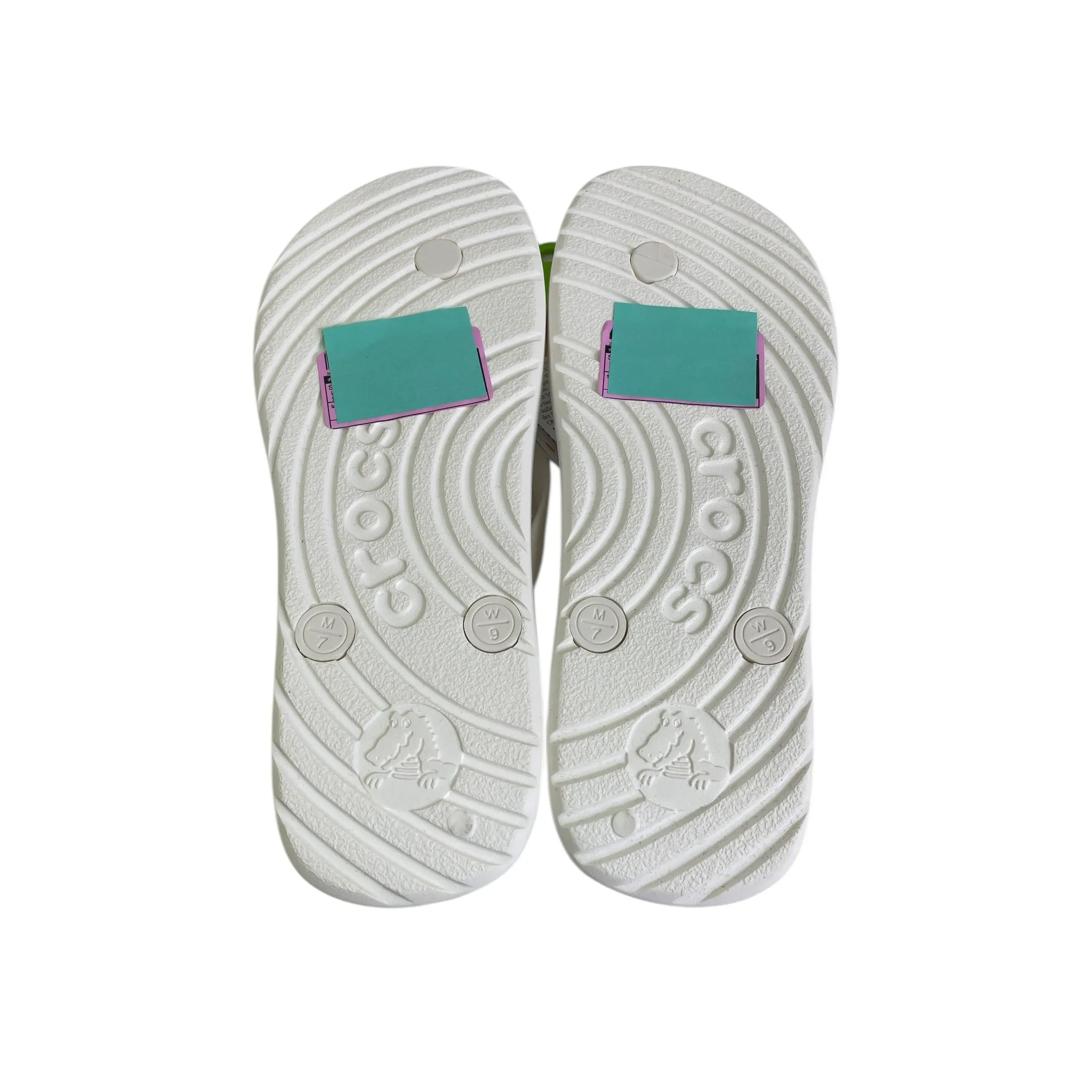 Sandals Flip Flops By Crocs In White, Size:9