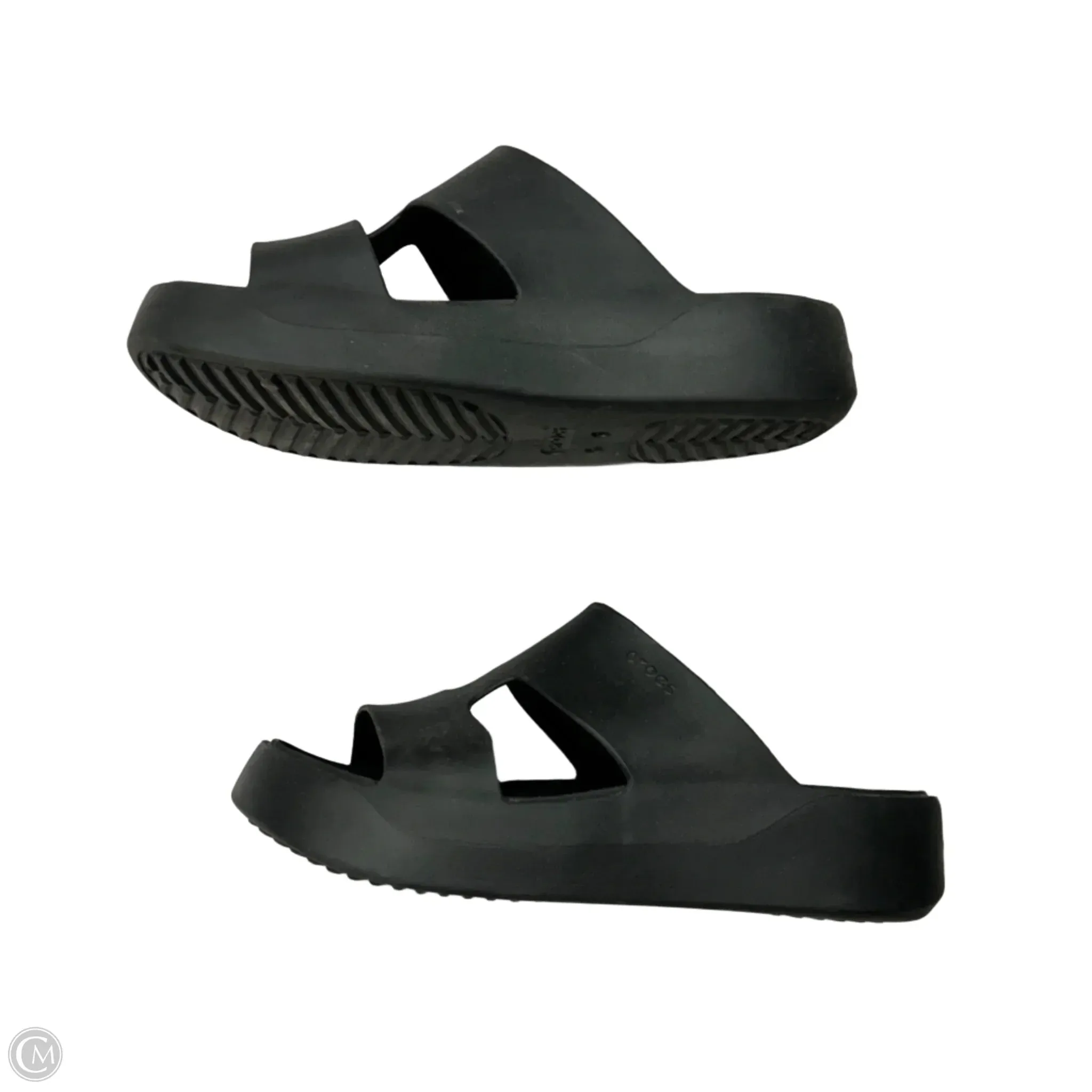 Sandals Heels Platform By Crocs In Black, Size: 10