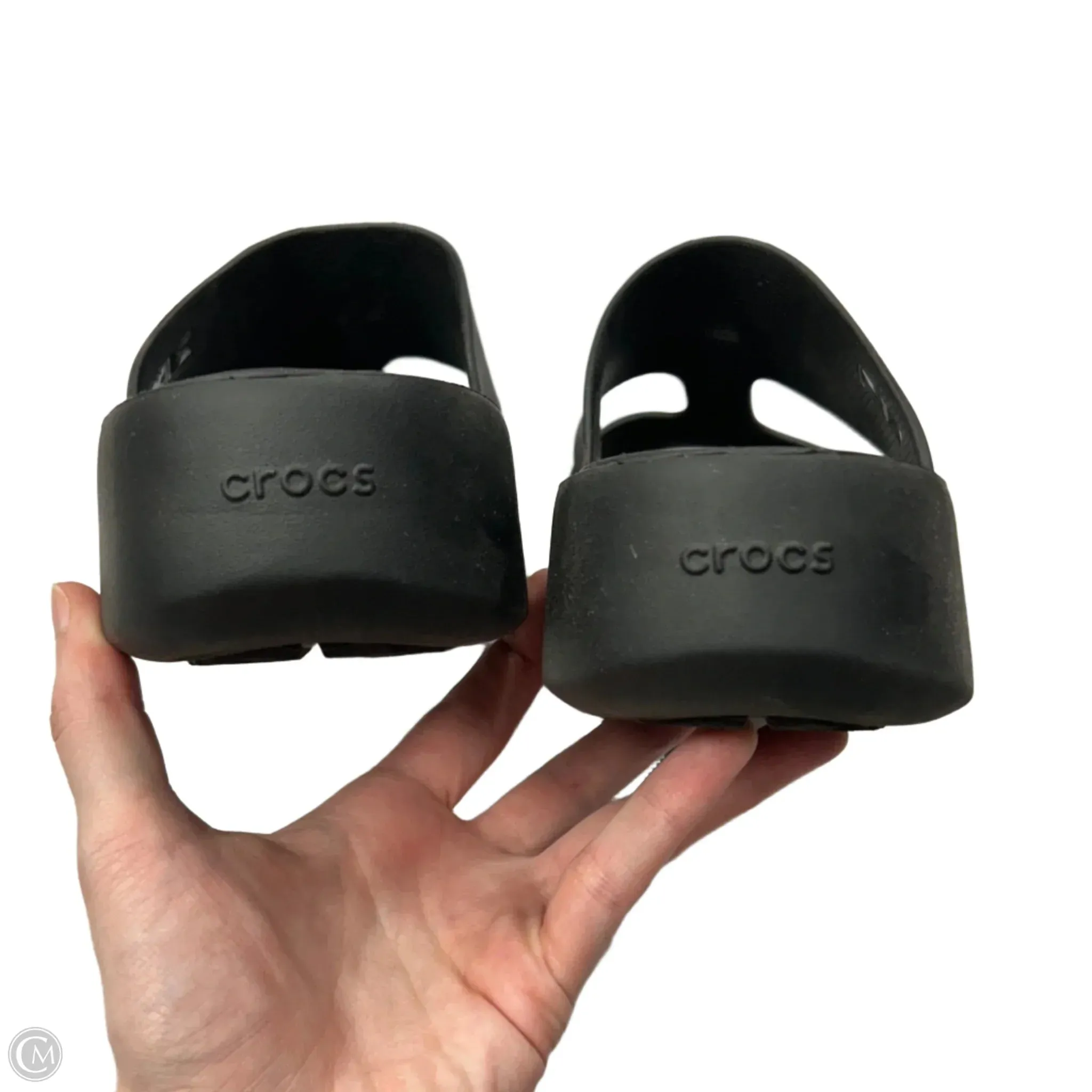 Sandals Heels Platform By Crocs In Black, Size: 10