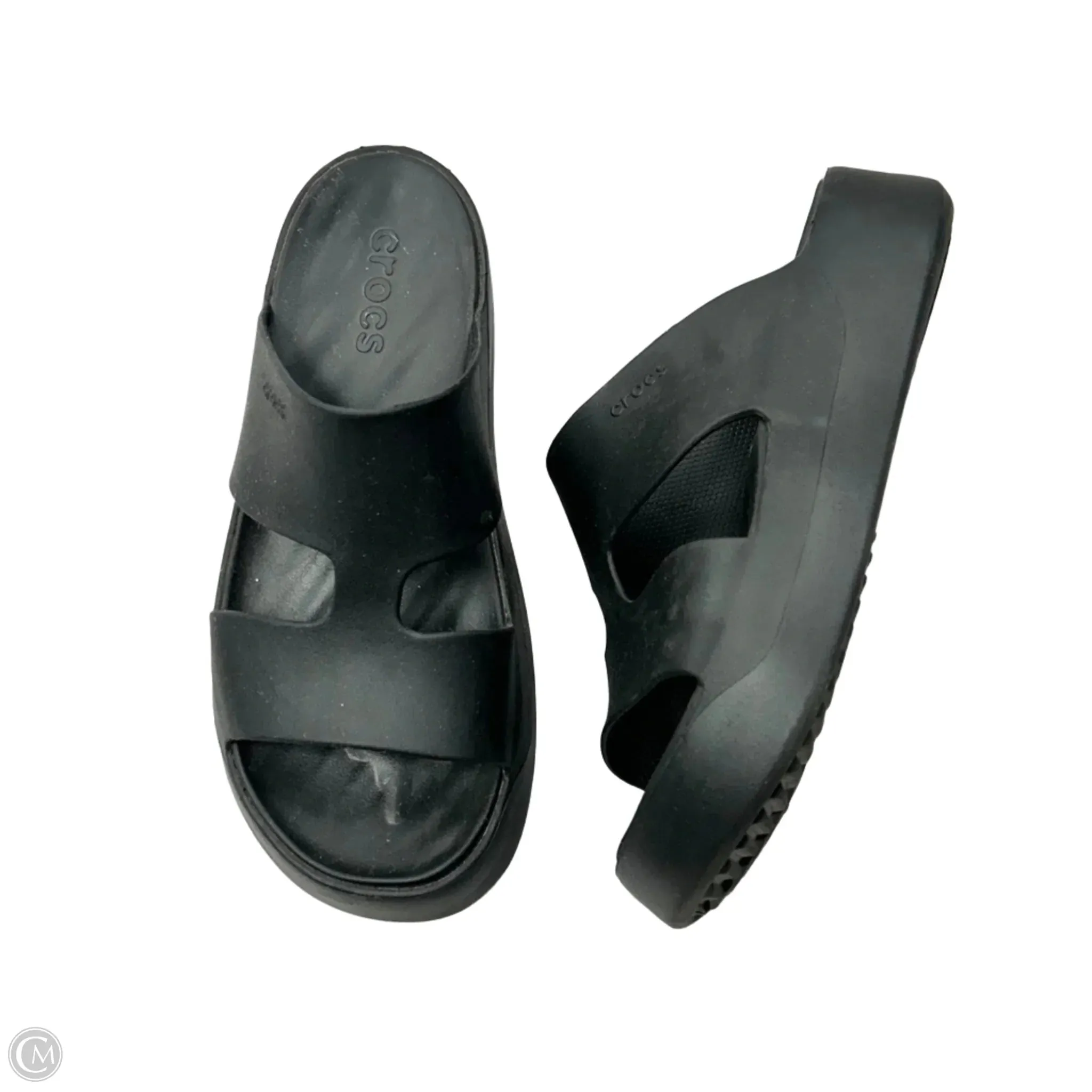 Sandals Heels Platform By Crocs In Black, Size: 10