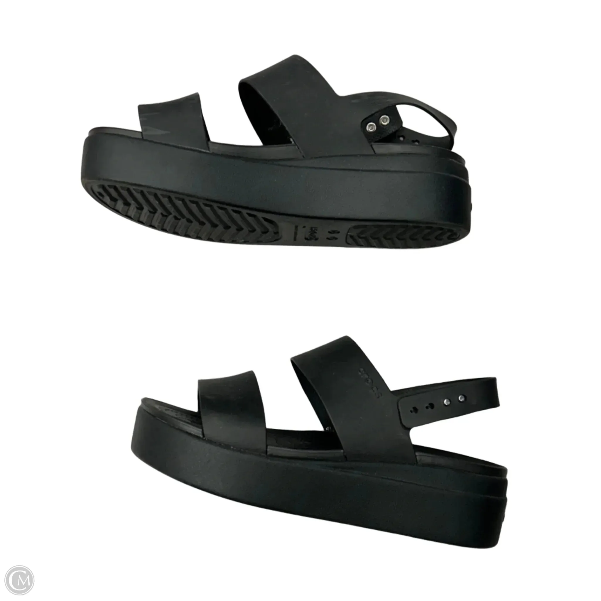 Sandals Heels Platform By Crocs In Black, Size: 10