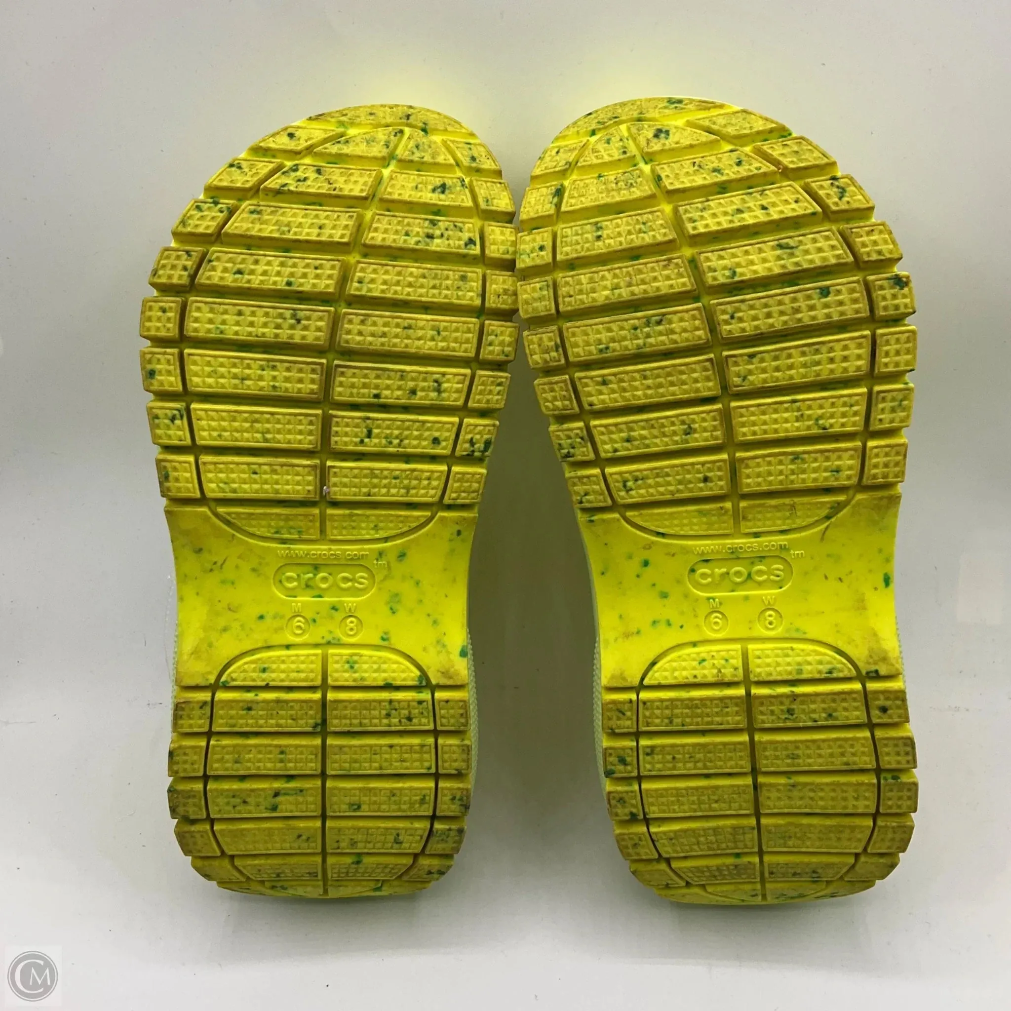 Sandals Heels Platform By Crocs In Yellow, Size: 8