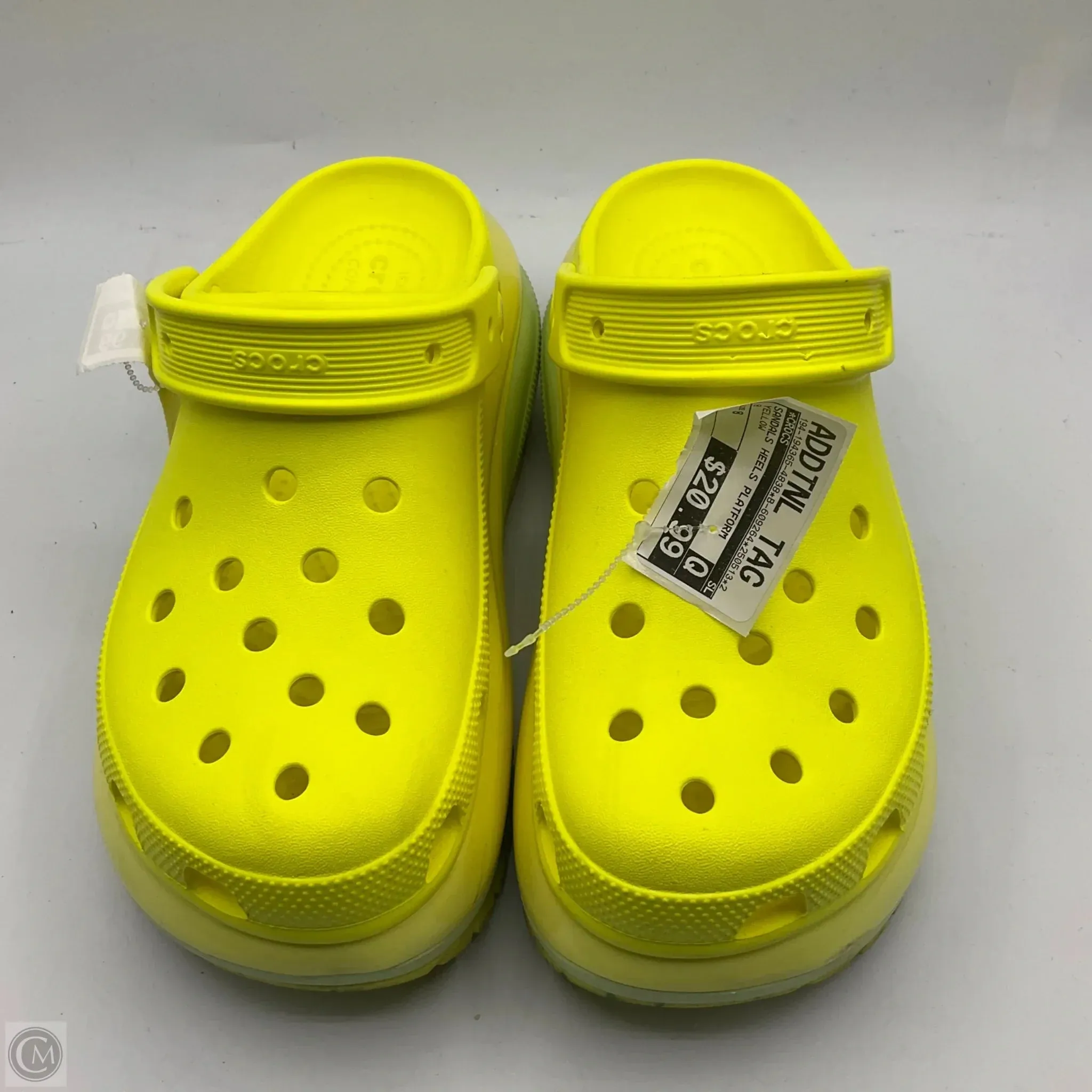 Sandals Heels Platform By Crocs In Yellow, Size: 8