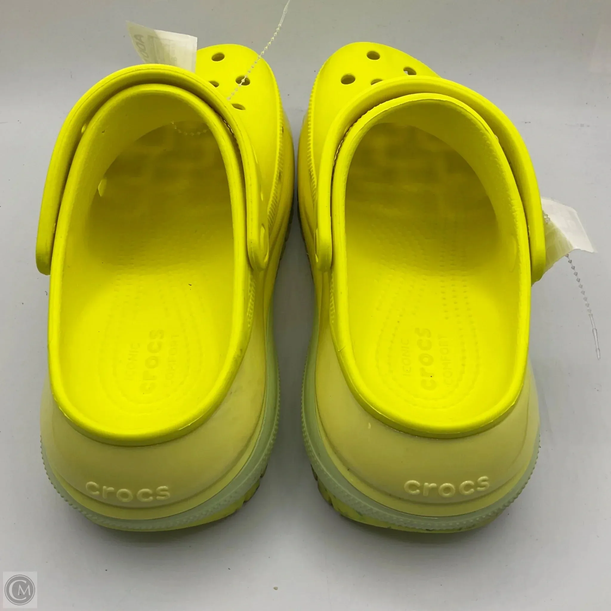 Sandals Heels Platform By Crocs In Yellow, Size: 8