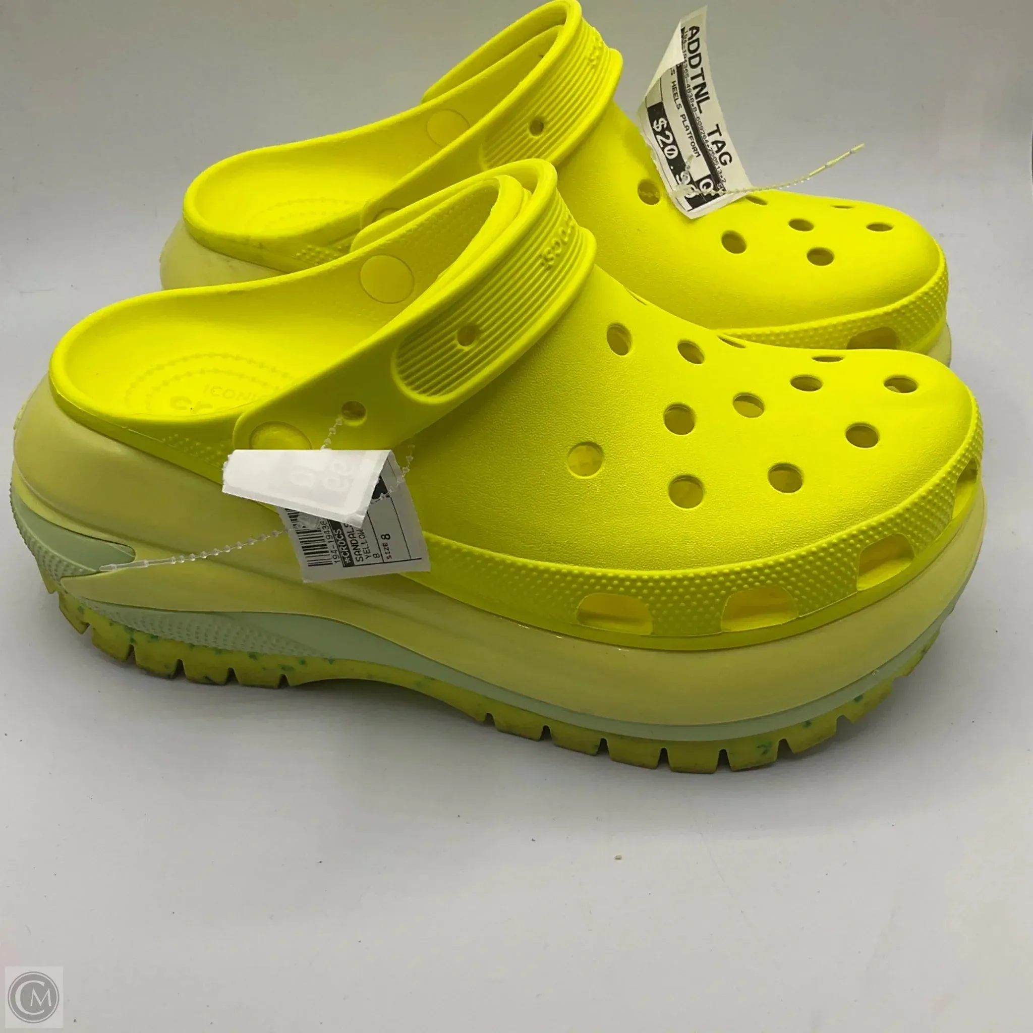 Sandals Heels Platform By Crocs In Yellow, Size: 8