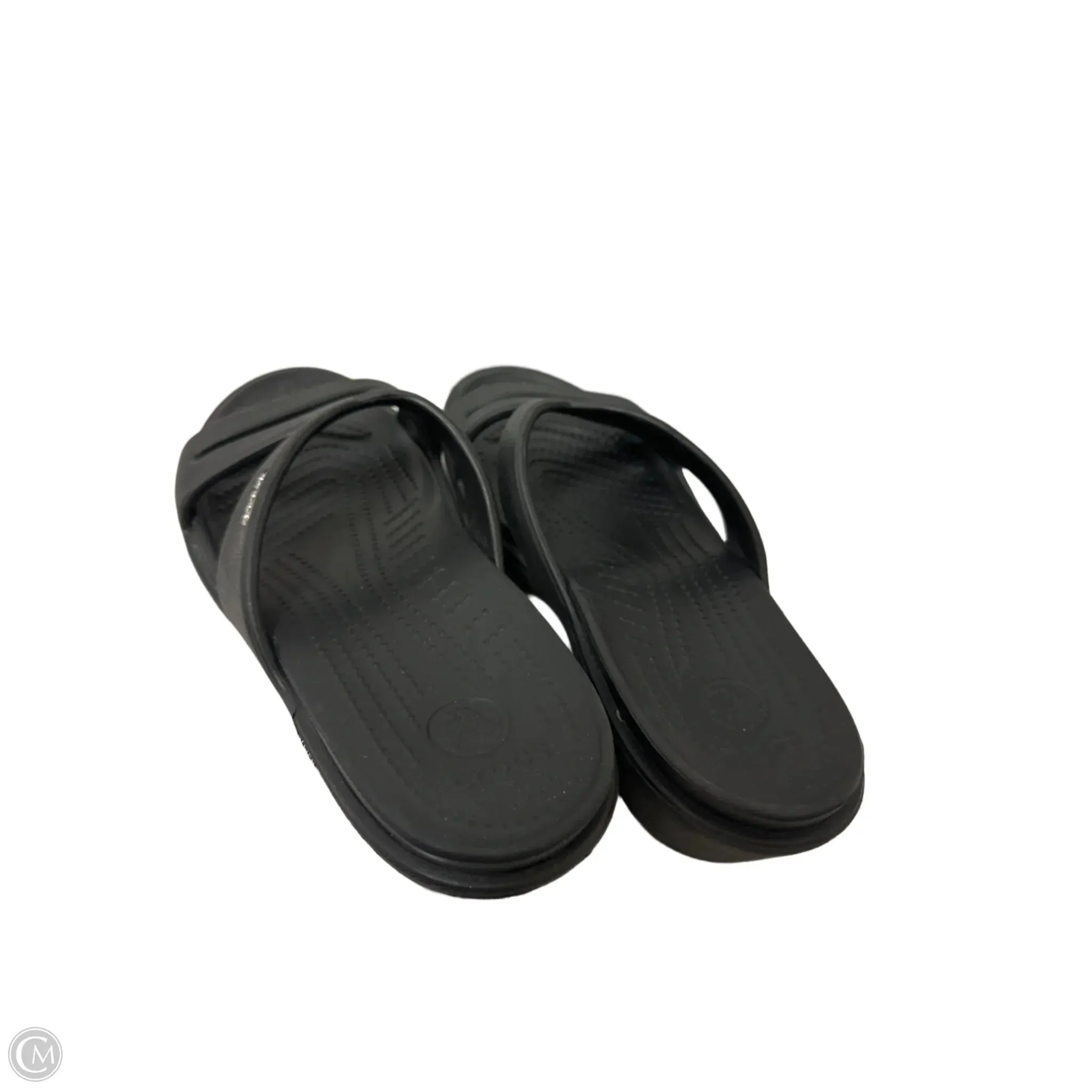 Sandals Heels Wedge By Crocs In Black, Size: 9