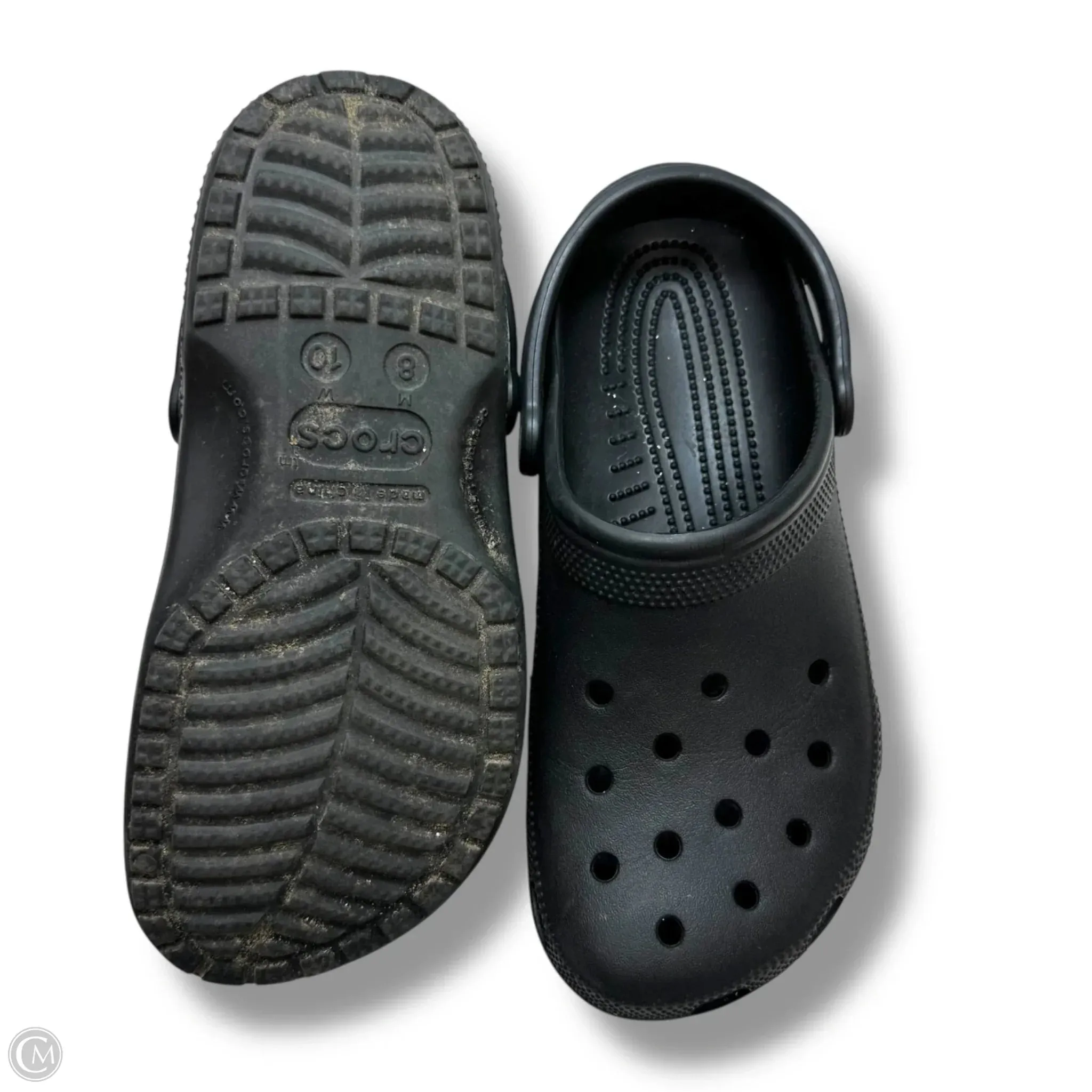 Shoes Flats By Crocs In Black, Size: 10