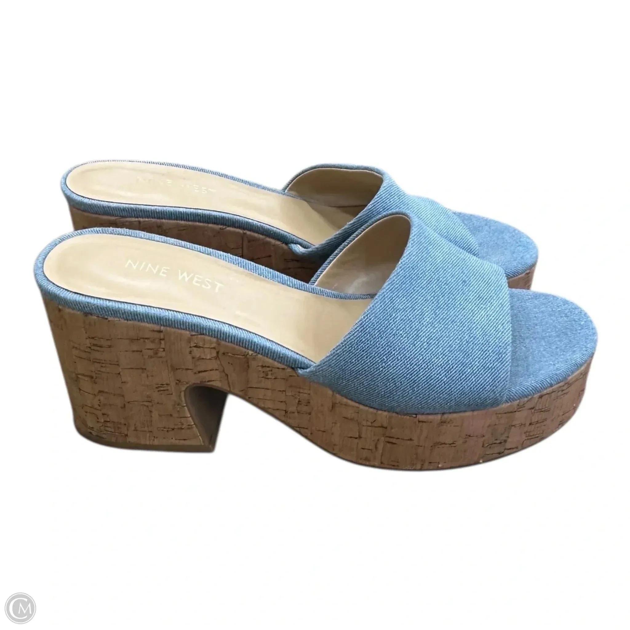 Shoes Heels Block By Nine West In Blue Denim, Size: 8