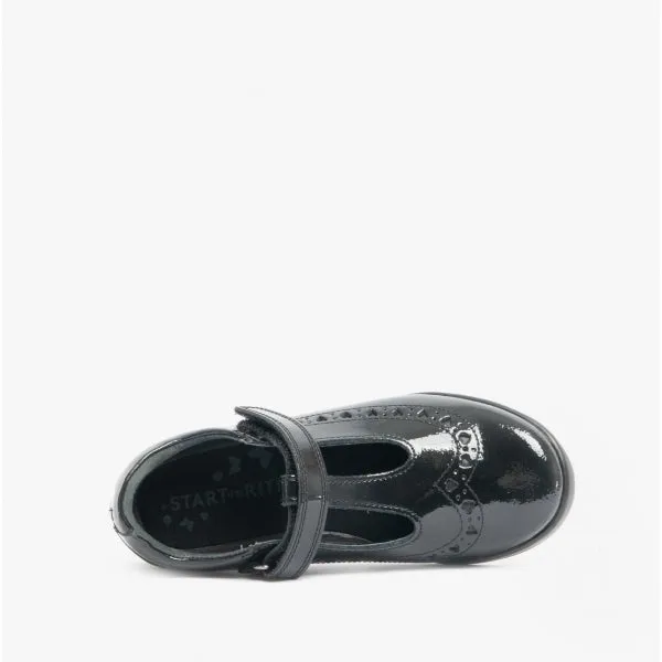 Start-Rite LEAP FROG Girls Leather T-Bar School School Shoes Patent Black